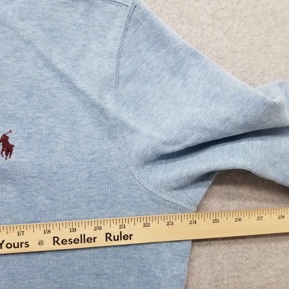 Polo Ralph Lauren Sweater Mens Large Blue Pullover Mock Neck Zip Cotton - Picture 12 of 14